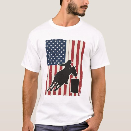 T-shirt Course de tonneaux Drapeau américain Design vector (Devant)