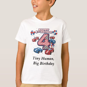 T-shirt Course de voiture d'anniversaire 4 personnalisée D