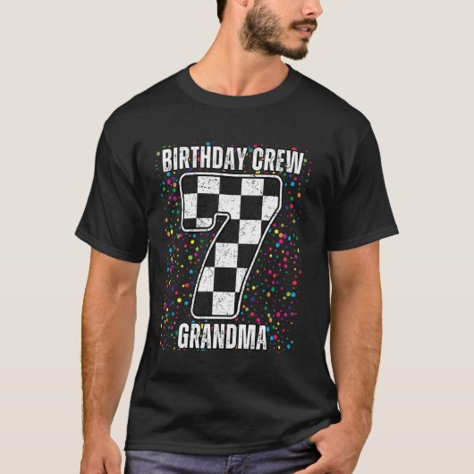 T-shirt Course de voiture d'anniversaire 7 ans, Drapeau de (Devant)