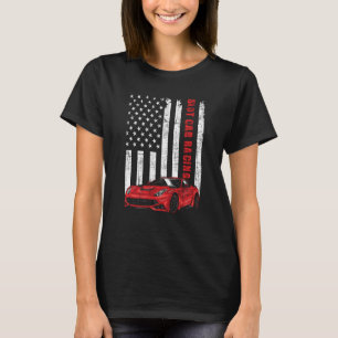 T-shirt Course de voiture de fente USA American Flag Car D