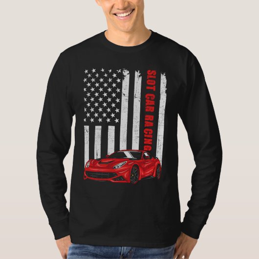 T-shirt Course de voitures à crémaillère USA Drapeau Améri (Devant)
