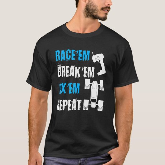 T-shirt Course 'Em Break 'Em Fix 'Em Répéter course automo (Devant)