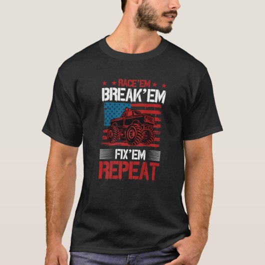 T-shirt Course Em Break Em Fixer Em Répéter Funny Rc Voitu (Devant)