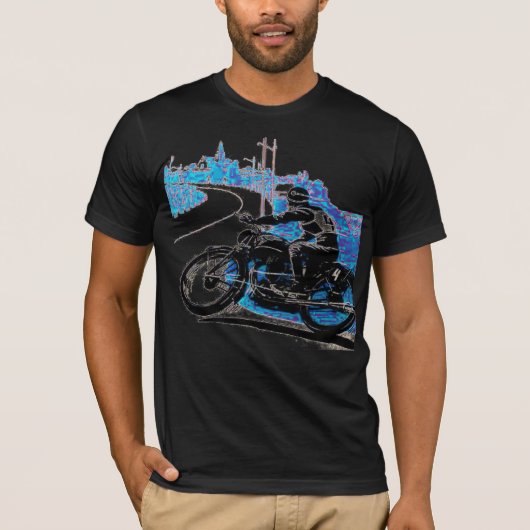 T-shirt Course moto vintage - Bleu (Devant)