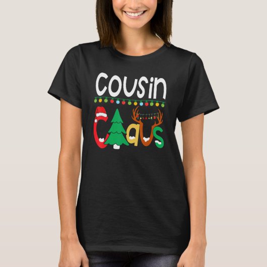 T-shirt Cousin Claus Père Noël Tree Lights Reindeder Noël (Devant)