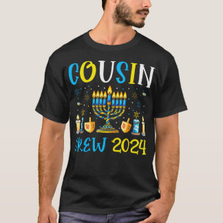 T-shirt Cousin Crew 2024 Hanukkah Family Costume Menorah D