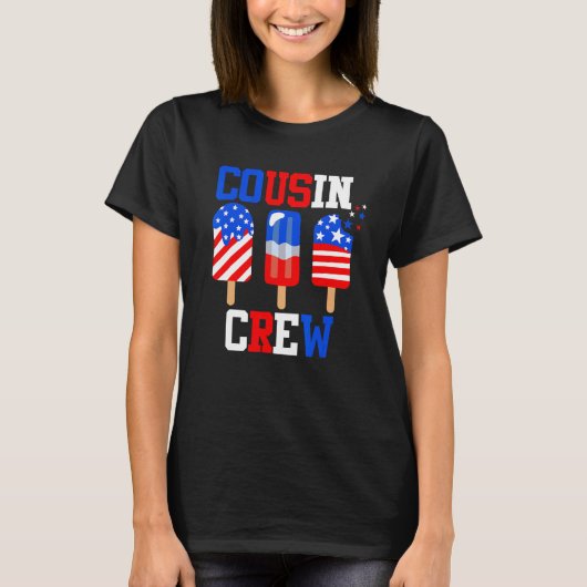 T-shirt Cousin Crew 4th of July  Popsicle Us Flag Patrioti (Devant)