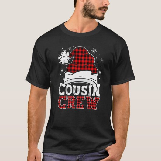 T-shirt Cousin Crew Buffalo Red Plaid Santa Hat Christmas  (Devant)
