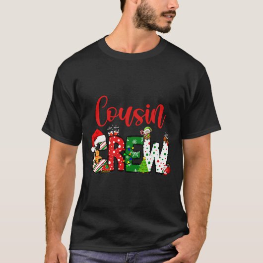 T-shirt Cousin Crew Christmas Family Pajama Front And Back (Devant)
