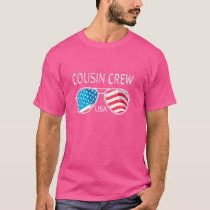 T-shirt Cousin Crew États-Unis Drapeau américain Lunettes 