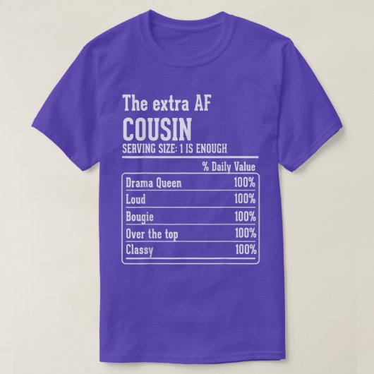 T-shirt Cousin Crew Faits nutritionnels l'Etra AF Cousin  (Design devant)