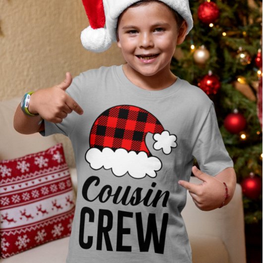 T-shirt Cousin Crew Noël Buffalo Plaid Kid's
