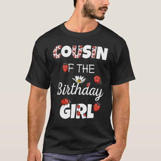 T-shirt Cousin De Fille Anniversaire Famille Florale Ladyb (Devant)