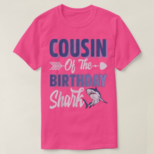 T-shirt Cousin De L'Anniversaire Garçon Requin Océan Corre (Design devant)