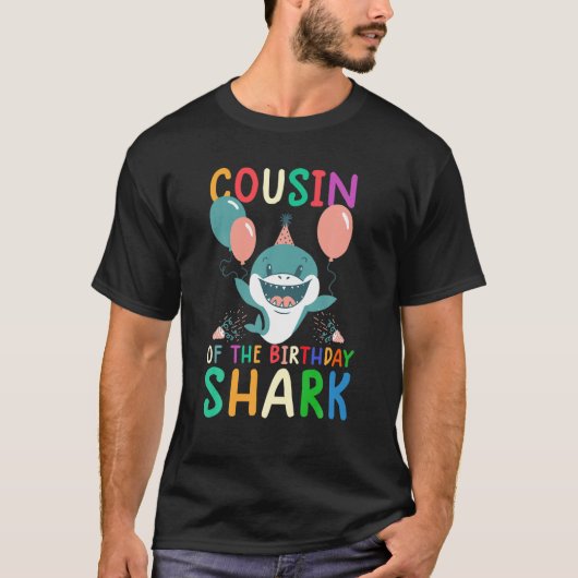 T-shirt Cousin De L'Anniversaire Requin Anniversaire Match (Devant)