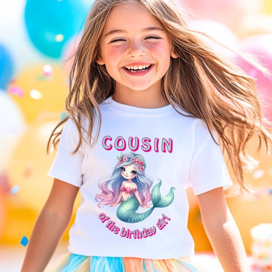 T-shirt Cousin de sirène sur mesure de la fille d'annivers