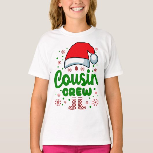 T-shirt Cousin Noël Père Noël Famille Rouge Vert Rouge (Devant)