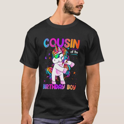 T-shirt Cousin of the Birthday Boy Dabbing Unicorn Party 1 (Devant)