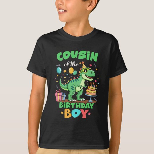 T-shirt Cousin Of The Birthday Boy T Rex Dinosaur Family P (Devant)