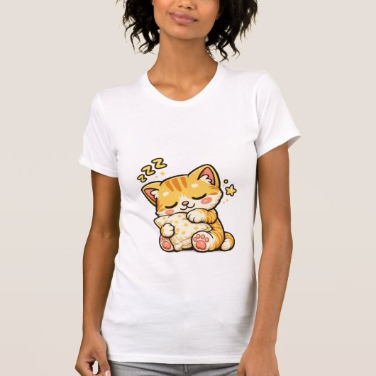 T-shirt Coussin de chat endormi mignon (Devant)