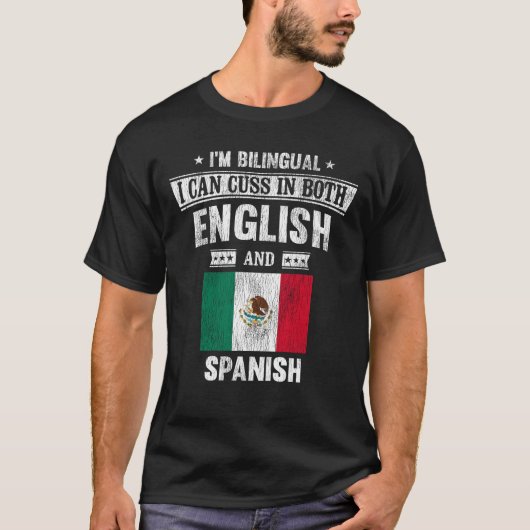 T-shirt Coussins en anglais et espagnol Drôle Mexique (Devant)