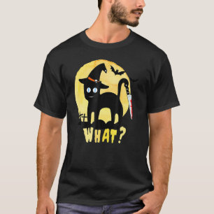 T-shirt Couteau de chat noir effrayant Halloween sorcière 
