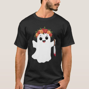T-shirt Couteau fantôme mignon Joyeux esprit d'Halloween d