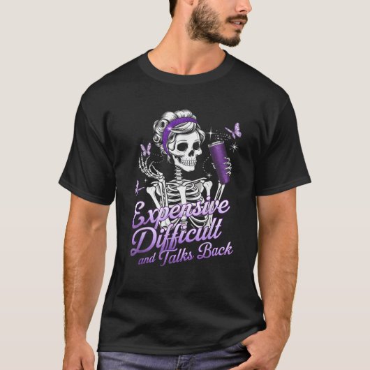 T-shirt Coûteux Difficulté Et Discussions Retour Squelette (Devant)