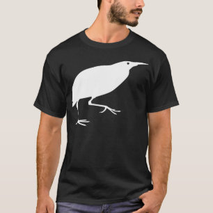 T-shirt Coutume blanche de silhouette d'oiseau de butor