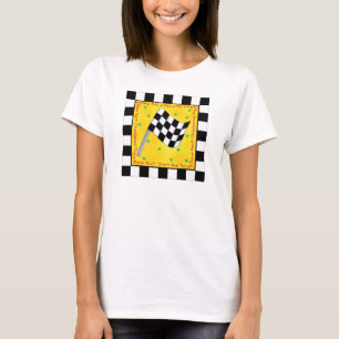 T-shirt Coutume Checkered de drapeau de fan de course de