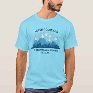 T-shirt Coutume Famille d'hiver Réunion Blue Snowy Mountai