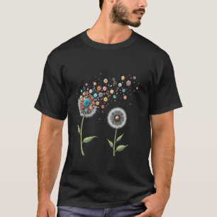 T-shirt Couture Mignonne Fleurs de Pissenlit Broderie Patc