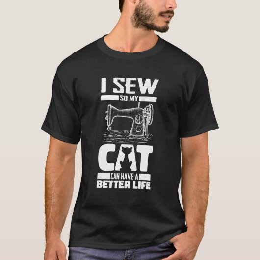 T-shirt Couturière de chat de couture égout - Machine Se (Devant)