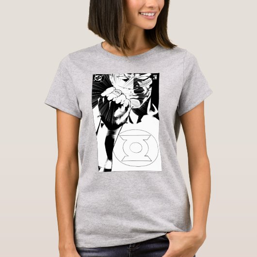 T-shirt Couvercle de fond de la lanterne verte, noir et bl (Devant)