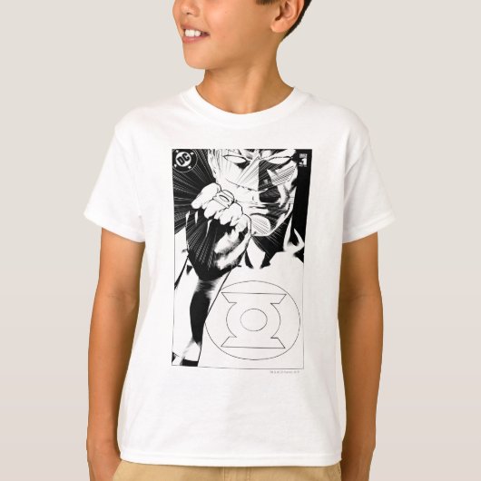 T-shirt Couvercle de fond de la lanterne verte, noir et bl (Devant)