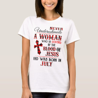 T-shirt Couvert Par Le Sang De Jésus Et Né En Juillet