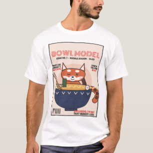 T-shirt Couverture de magazine Ramen Panda Rouge Modèle de
