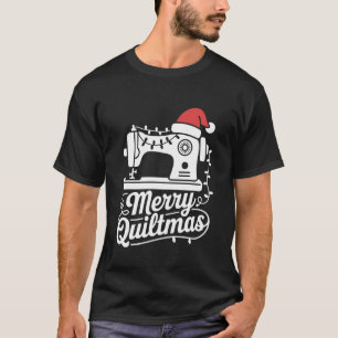 T-shirt Couvre-machine à coudre Joyeux Quiltmas Chapeau de