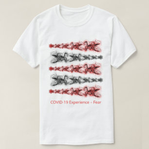 T-shirt COVID-19 Expérience, peur, virus, rouge et noir