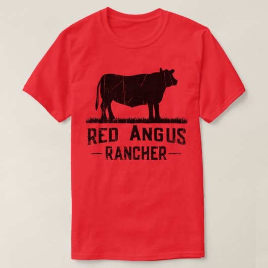 T-shirt Cow Farmer Red Angus Rancher (Design devant)