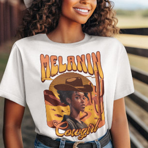 T-shirt COW-GIRL MÉLANINE Western Fille Noire Cow-boy