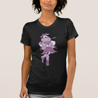 T-shirt Cow-girl pourpre foncée de vache