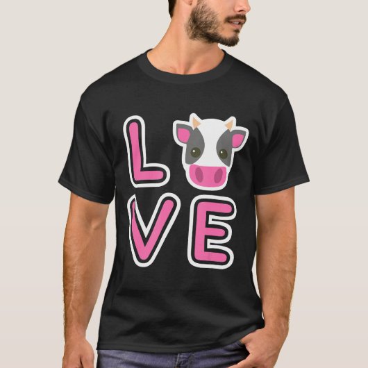 T-shirt Cow Love Box Emoji Face Girls Toddler Enfants Femm (Devant)