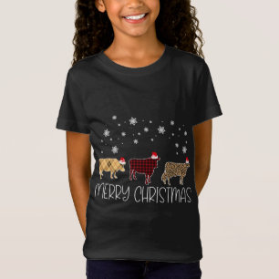 T-Shirt Cow Merry Christmas Cute Plaid Leopard X-Mas Pajam