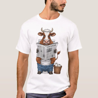 T-shirt Cow on Toilet PNG, Funny Farm Animal