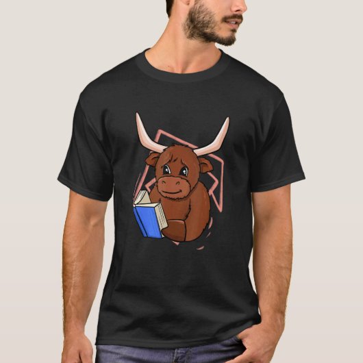 T-shirt Cow Reading Book for Bookworm and Book (Devant)