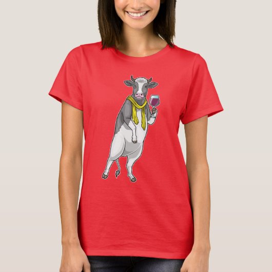 T-shirt Cow Red wine (Devant)
