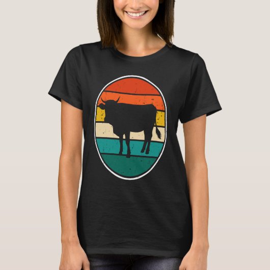 T-shirt Cow Sunset Vintage (Devant)