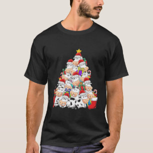 T-shirt Cow Tree Cow Lover Xmas Cadeau Moey Pour Noël