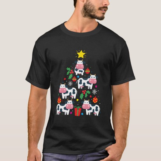 T-shirt Cow Tree Ornat Decor (Devant)